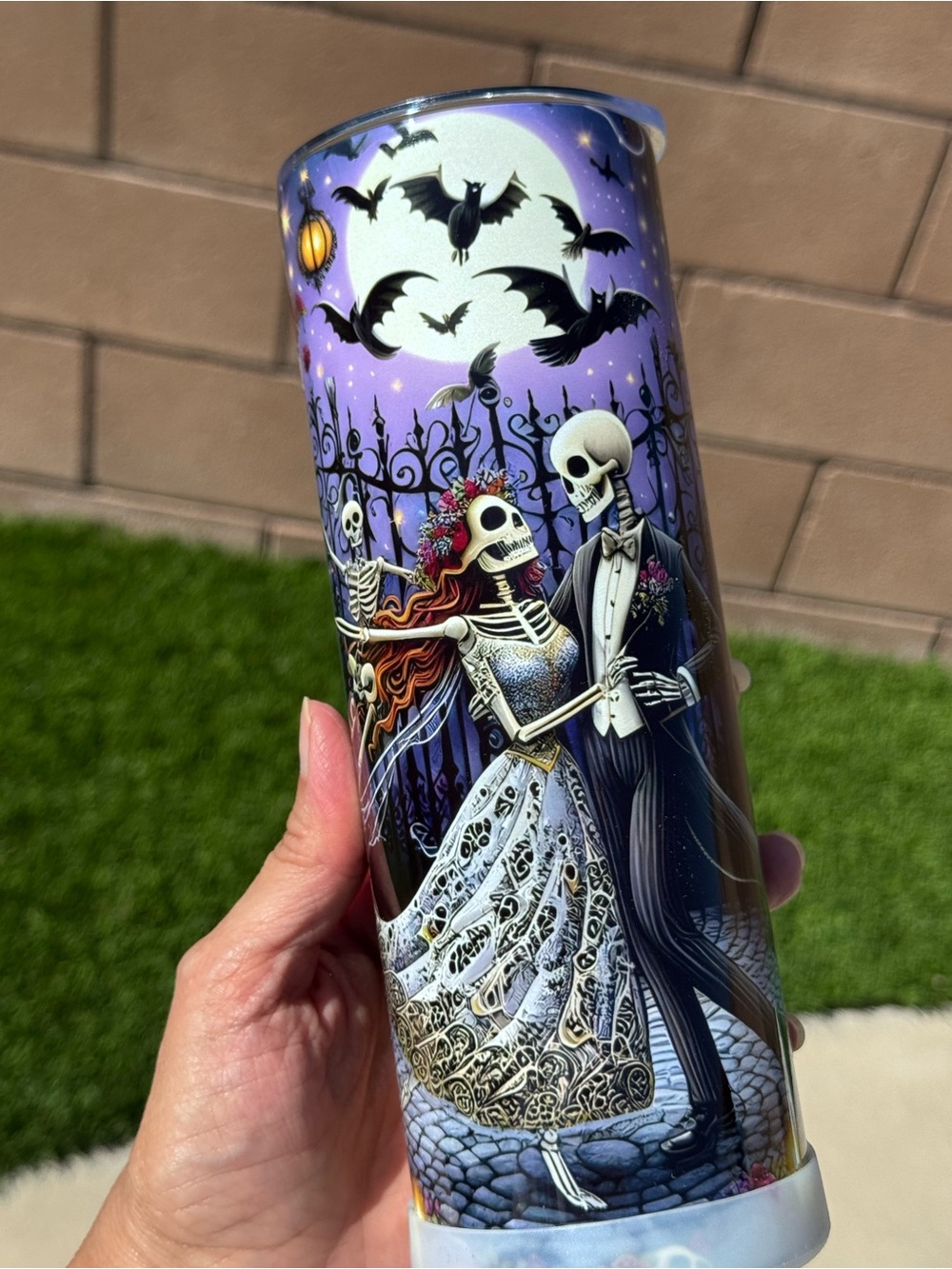 Halloween Skeleton Couple Catrina tumbler 20 oz